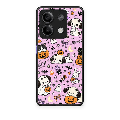 Θήκη Xiaomi Redmi Note 13 5G Halloween Puppies and Friends on Lilac από τη Smartfits με σχέδιο στο πίσω μέρος και μαύρο περίβλημα | Xiaomi Redmi Note 13 5G Halloween Puppies and Friends on Lilac case with colorful back and black bezels