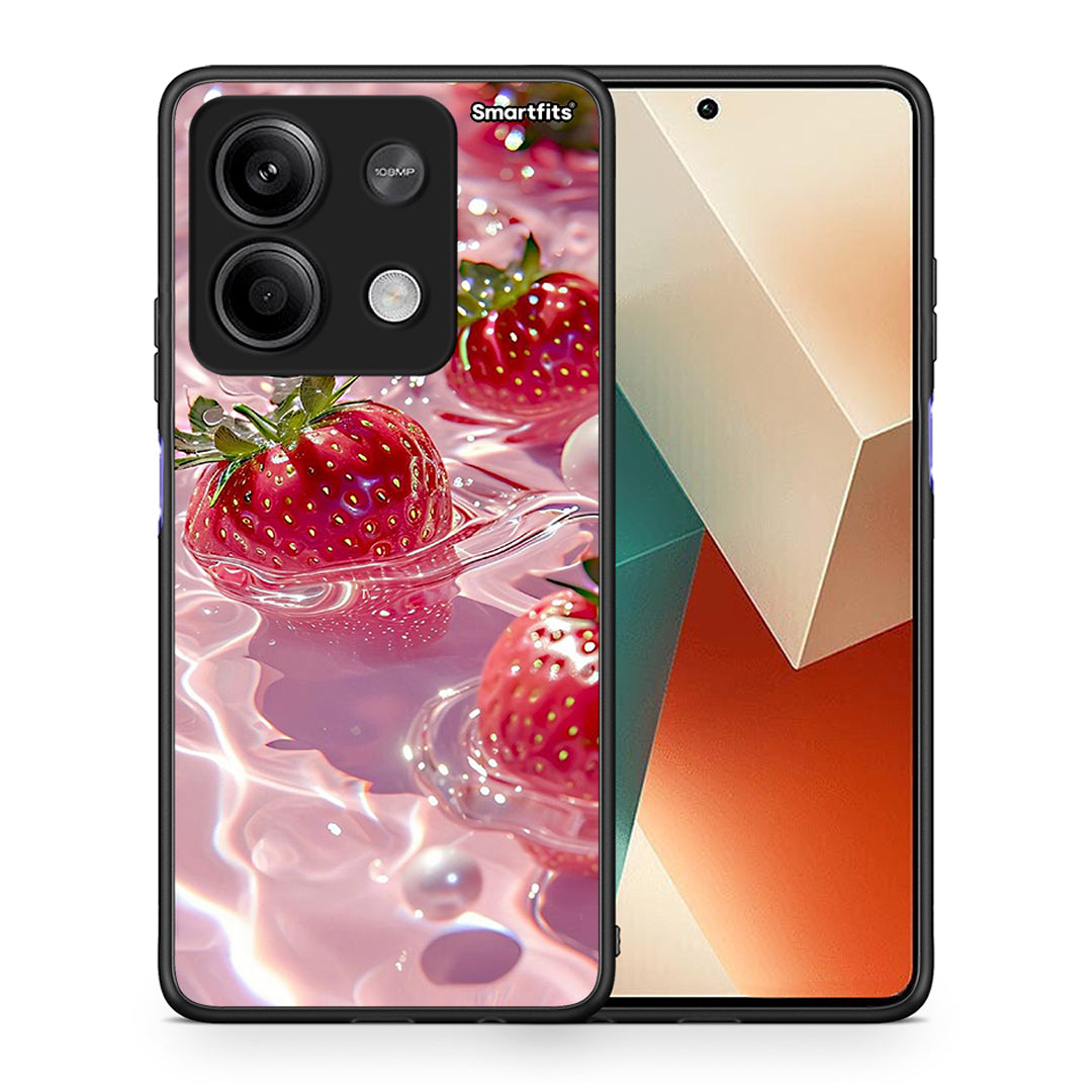 Θήκη Xiaomi Redmi Note 13 5G Juicy Strawberries από τη Smartfits με σχέδιο στο πίσω μέρος και μαύρο περίβλημα | Xiaomi Redmi Note 13 5G Juicy Strawberries case with colorful back and black bezels