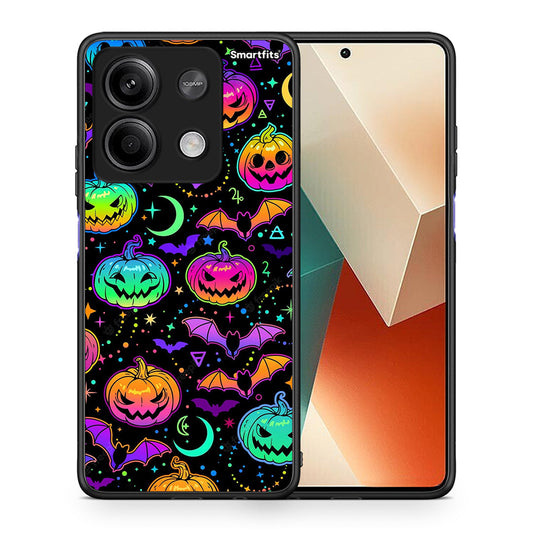 Θήκη Xiaomi Redmi Note 13 5G Neon Halloween από τη Smartfits με σχέδιο στο πίσω μέρος και μαύρο περίβλημα | Xiaomi Redmi Note 13 5G Neon Halloween case with colorful back and black bezels