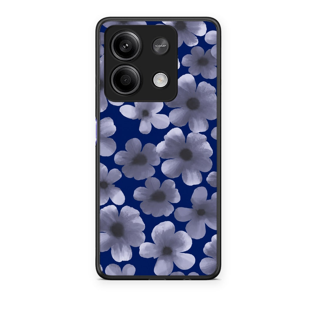 Θήκη Xiaomi Redmi Note 13 5G Pale Blue Flowers on Navy από τη Smartfits με σχέδιο στο πίσω μέρος και μαύρο περίβλημα | Xiaomi Redmi Note 13 5G Pale Blue Flowers on Navy case with colorful back and black bezels
