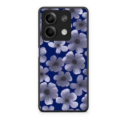 Θήκη Xiaomi Redmi Note 13 5G Pale Blue Flowers on Navy από τη Smartfits με σχέδιο στο πίσω μέρος και μαύρο περίβλημα | Xiaomi Redmi Note 13 5G Pale Blue Flowers on Navy case with colorful back and black bezels