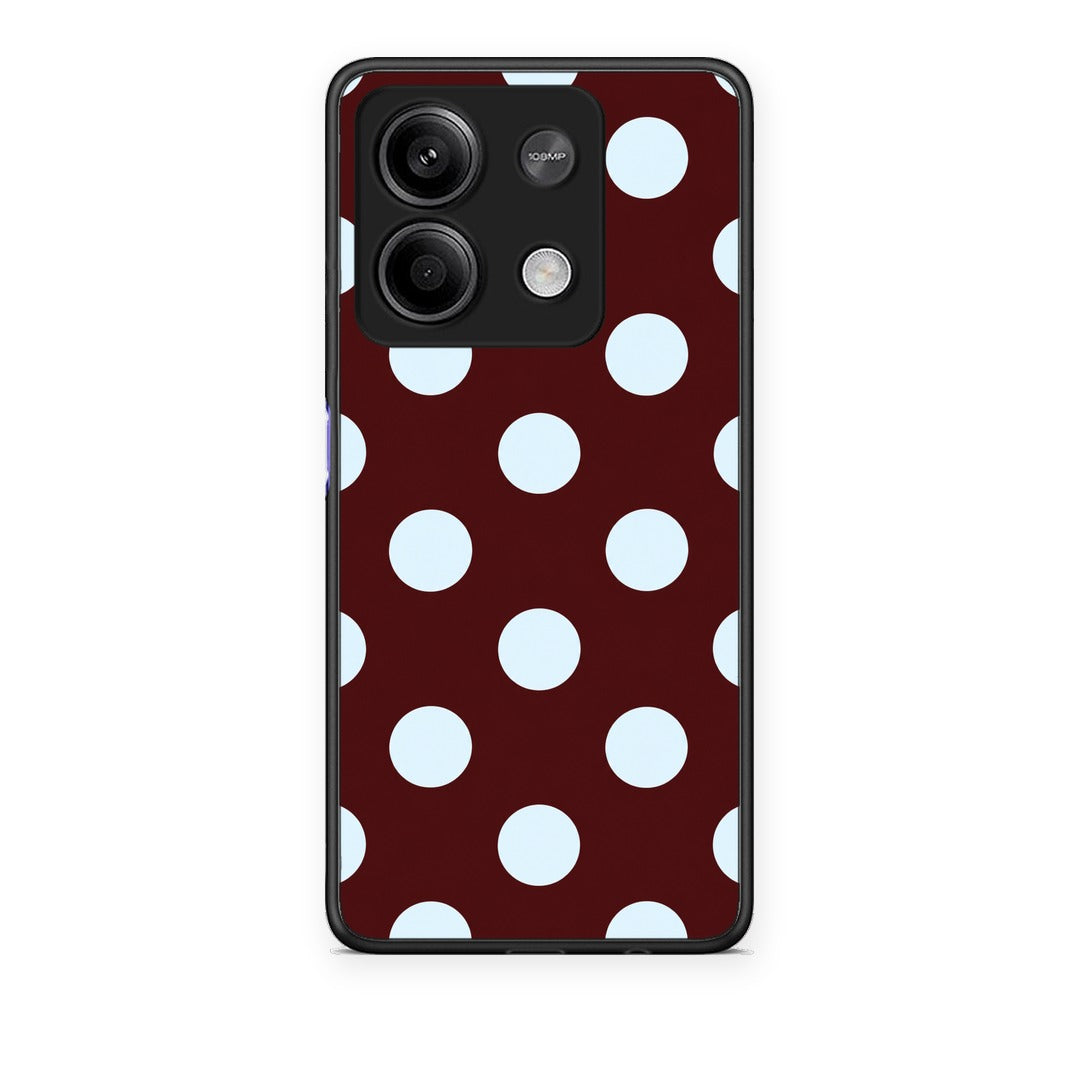 Θήκη Xiaomi Redmi Note 13 5G Pale Blue Large Polka Dots on Burgundy από τη Smartfits με σχέδιο στο πίσω μέρος και μαύρο περίβλημα | Xiaomi Redmi Note 13 5G Pale Blue Large Polka Dots on Burgundy case with colorful back and black bezels