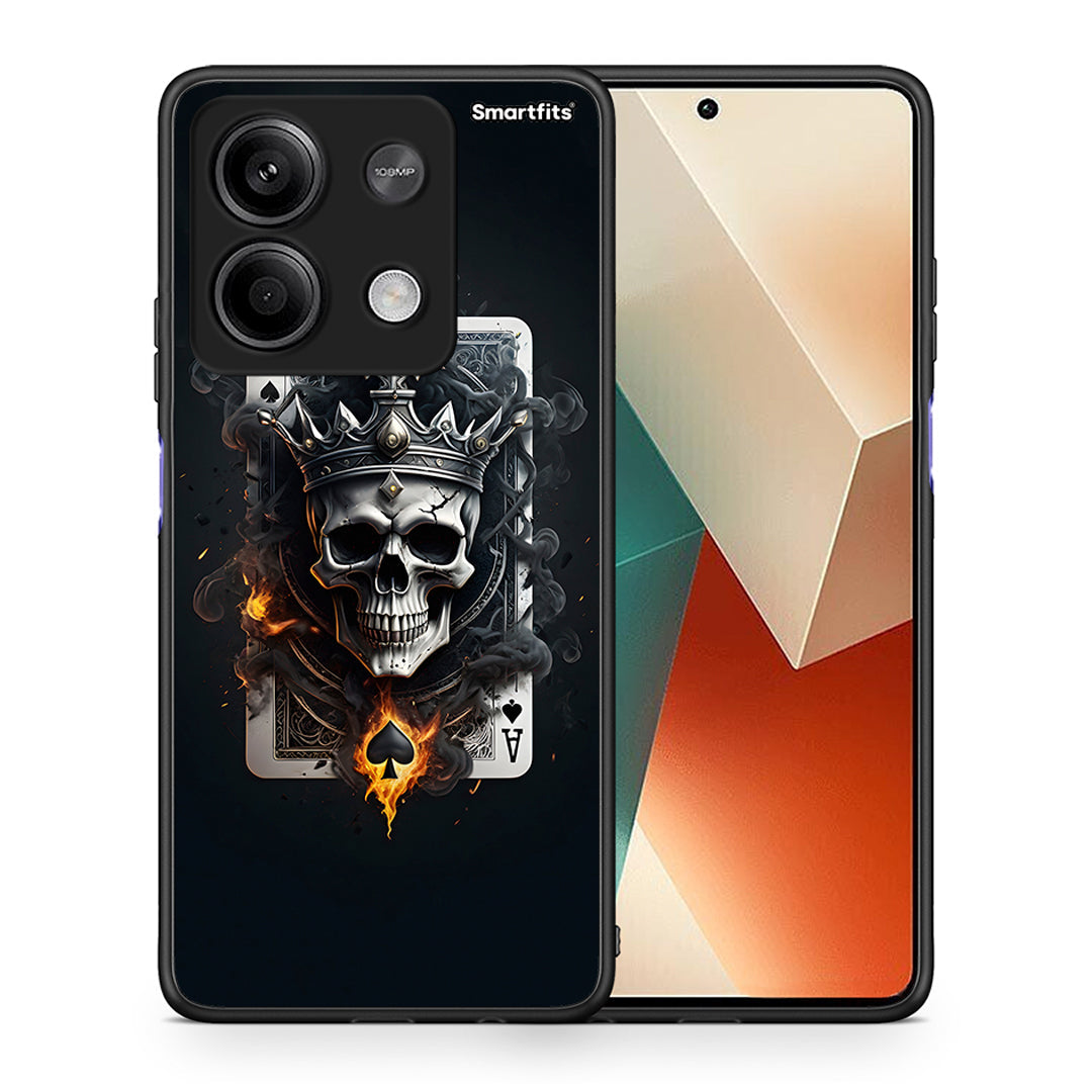 Θήκη Xiaomi Redmi Note 13 5G Skull King Ace από τη Smartfits με σχέδιο στο πίσω μέρος και μαύρο περίβλημα | Xiaomi Redmi Note 13 5G Skull King Ace case with colorful back and black bezels