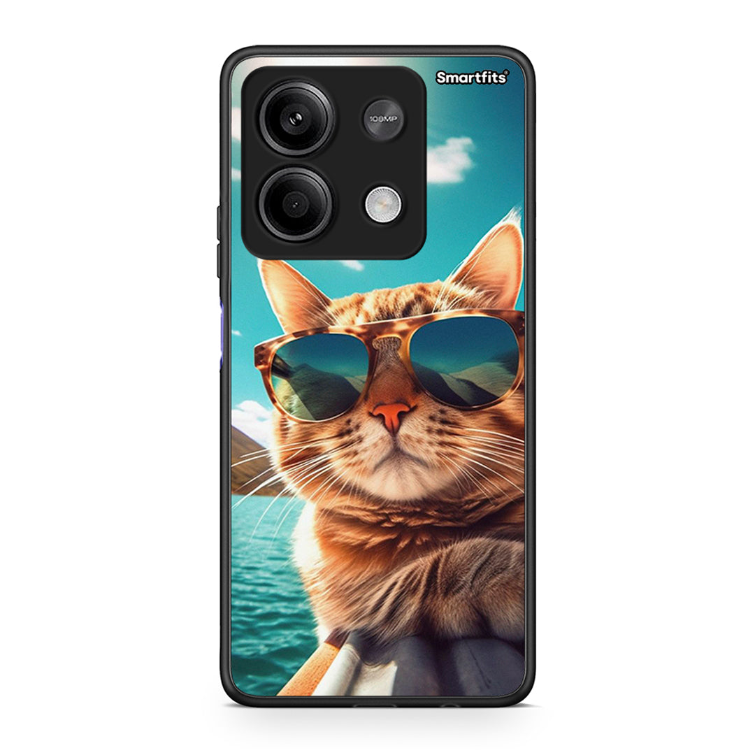 Xiaomi Redmi Note 13 5G Summer Cat θήκη από τη Smartfits με σχέδιο στο πίσω μέρος και μαύρο περίβλημα | Smartphone case with colorful back and black bezels by Smartfits