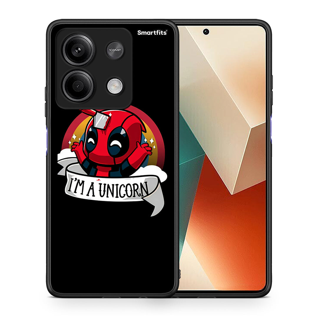 Θήκη Xiaomi Redmi Note 13 5G Unicorn Deadpool από τη Smartfits με σχέδιο στο πίσω μέρος και μαύρο περίβλημα | Xiaomi Redmi Note 13 5G Unicorn Deadpool case with colorful back and black bezels