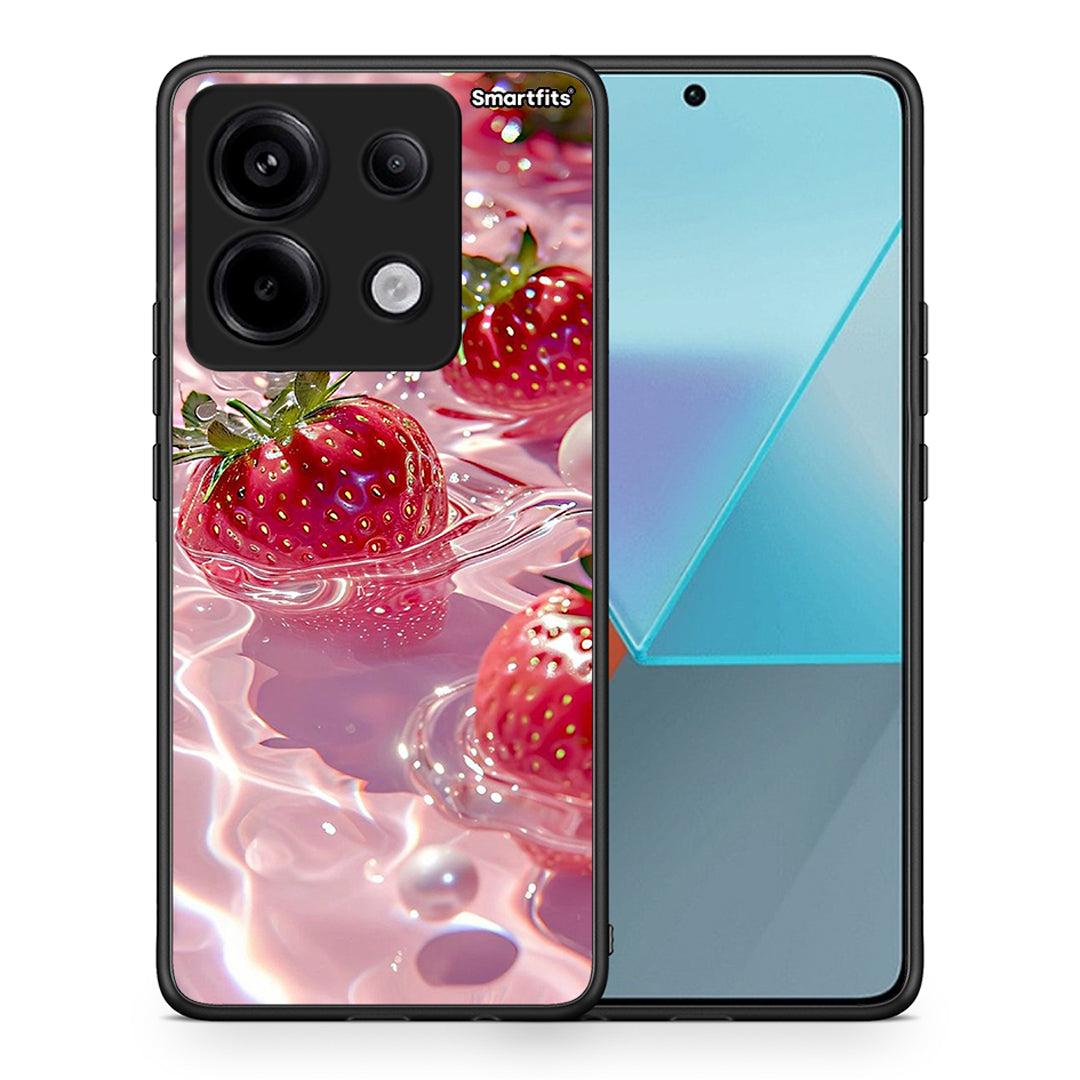 Θήκη Xiaomi Redmi Note 13 Pro 5G Juicy Strawberries από τη Smartfits με σχέδιο στο πίσω μέρος και μαύρο περίβλημα | Xiaomi Redmi Note 13 Pro 5G Juicy Strawberries case with colorful back and black bezels