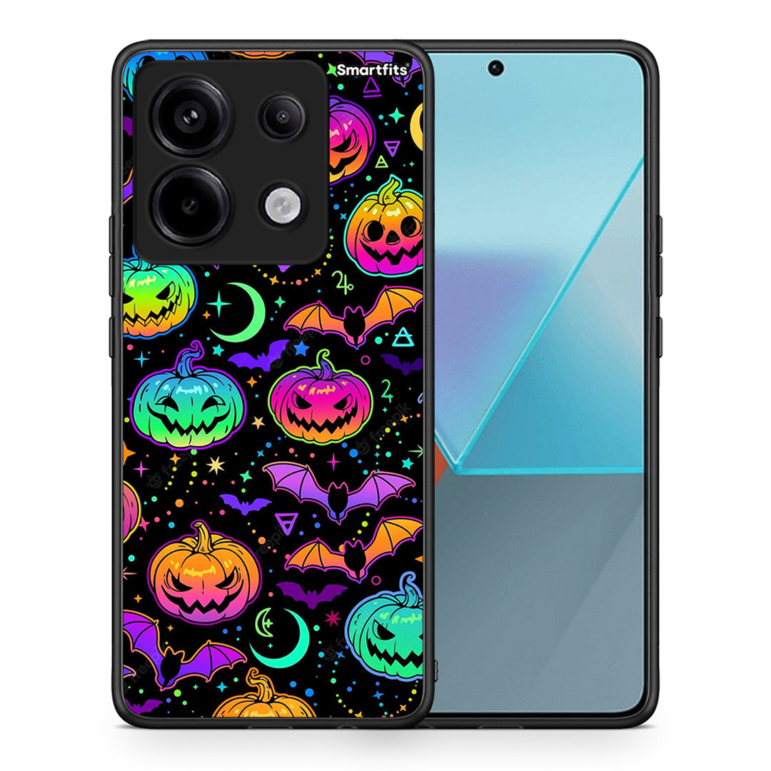 Θήκη Xiaomi Redmi Note 13 Pro 5G Neon Halloween από τη Smartfits με σχέδιο στο πίσω μέρος και μαύρο περίβλημα | Xiaomi Redmi Note 13 Pro 5G Neon Halloween case with colorful back and black bezels
