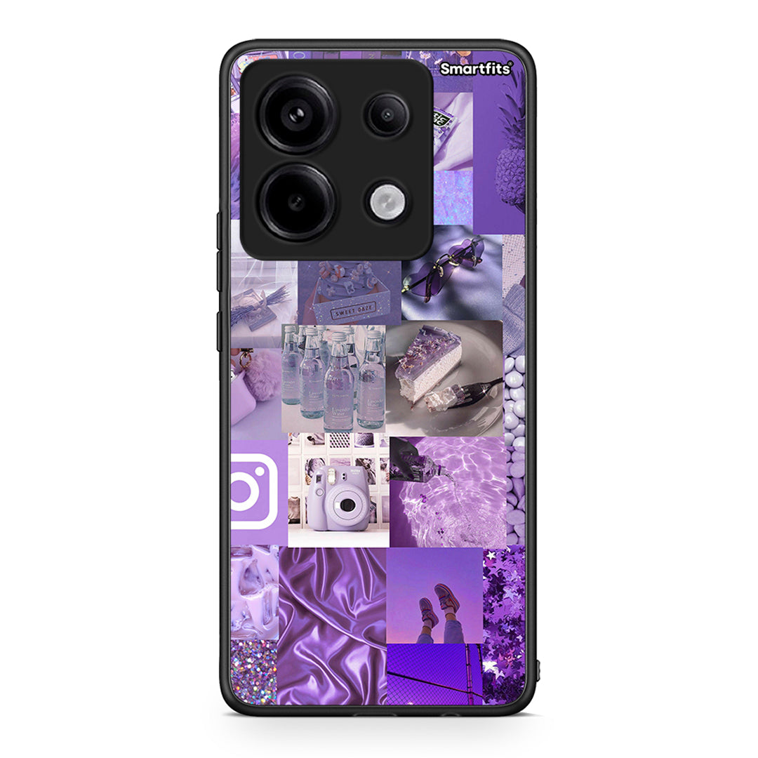 Xiaomi Redmi Note 13 Pro 5G Purple Aesthetic Collage θήκη από τη Smartfits με σχέδιο στο πίσω μέρος και μαύρο περίβλημα | Smartphone case with colorful back and black bezels by Smartfits