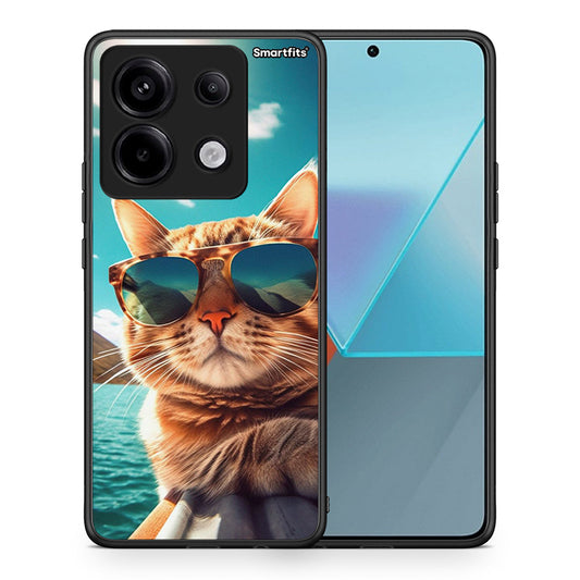 Θήκη Xiaomi Redmi Note 13 Pro 5G Summer Cat από τη Smartfits με σχέδιο στο πίσω μέρος και μαύρο περίβλημα | Xiaomi Redmi Note 13 Pro 5G Summer Cat case with colorful back and black bezels