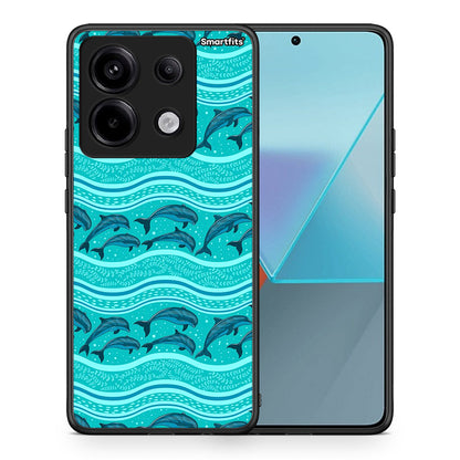 Θήκη Xiaomi Redmi Note 13 Pro 5G Swimming Dolphins από τη Smartfits με σχέδιο στο πίσω μέρος και μαύρο περίβλημα | Xiaomi Redmi Note 13 Pro 5G Swimming Dolphins case with colorful back and black bezels