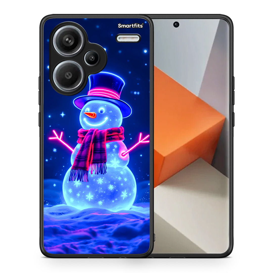 Θήκη Xiaomi Redmi Note 13 Pro Plus 5G Christmas Neon Snowman από τη Smartfits με σχέδιο στο πίσω μέρος και μαύρο περίβλημα | Xiaomi Redmi Note 13 Pro Plus 5G Christmas Neon Snowman case with colorful back and black bezels