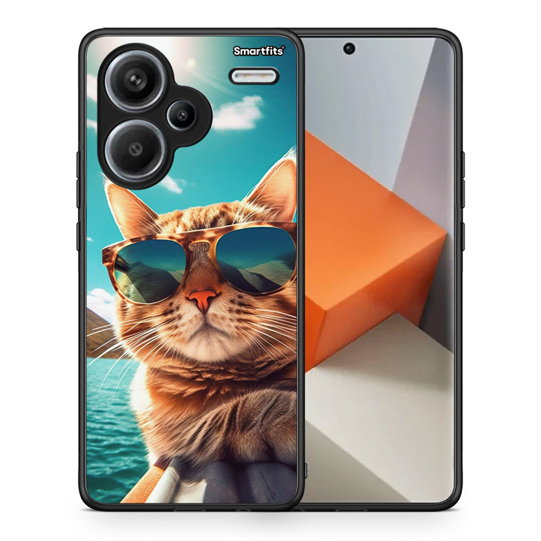 Θήκη Xiaomi Redmi Note 13 Pro Plus 5G Summer Cat από τη Smartfits με σχέδιο στο πίσω μέρος και μαύρο περίβλημα | Xiaomi Redmi Note 13 Pro Plus 5G Summer Cat case with colorful back and black bezels