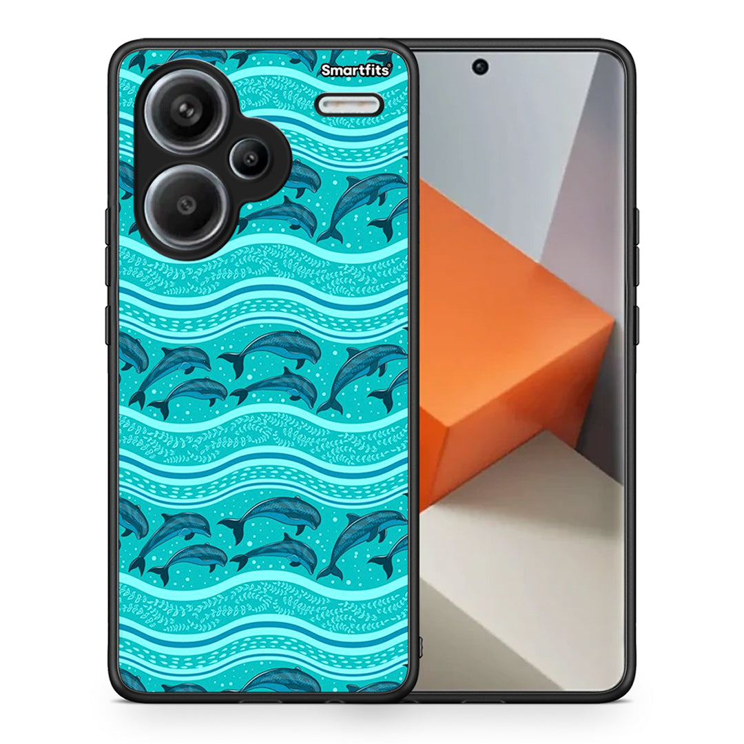 Θήκη Xiaomi Redmi Note 13 Pro Plus 5G Swimming Dolphins από τη Smartfits με σχέδιο στο πίσω μέρος και μαύρο περίβλημα | Xiaomi Redmi Note 13 Pro Plus 5G Swimming Dolphins case with colorful back and black bezels