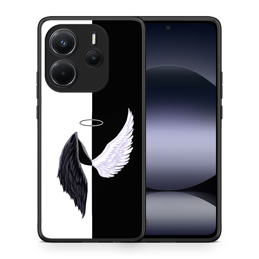 Θήκη Xiaomi Redmi Note 14 4G Angels Demons από τη Smartfits με σχέδιο στο πίσω μέρος και μαύρο περίβλημα | Xiaomi Redmi Note 14 4G Angels Demons case with colorful back and black bezels