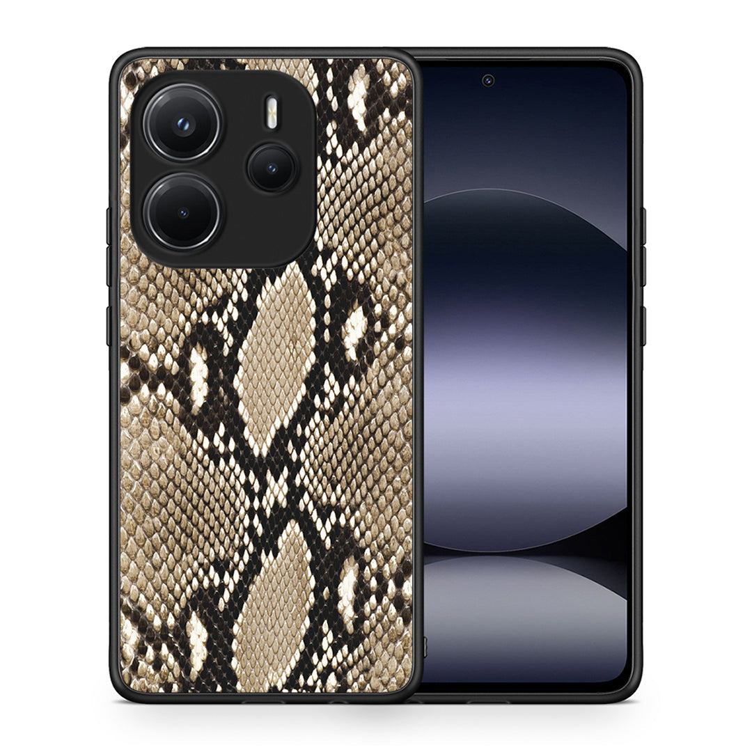 Θήκη Xiaomi Redmi Note 14 4G Fashion Snake Animal από τη Smartfits με σχέδιο στο πίσω μέρος και μαύρο περίβλημα | Xiaomi Redmi Note 14 4G Fashion Snake Animal case with colorful back and black bezels