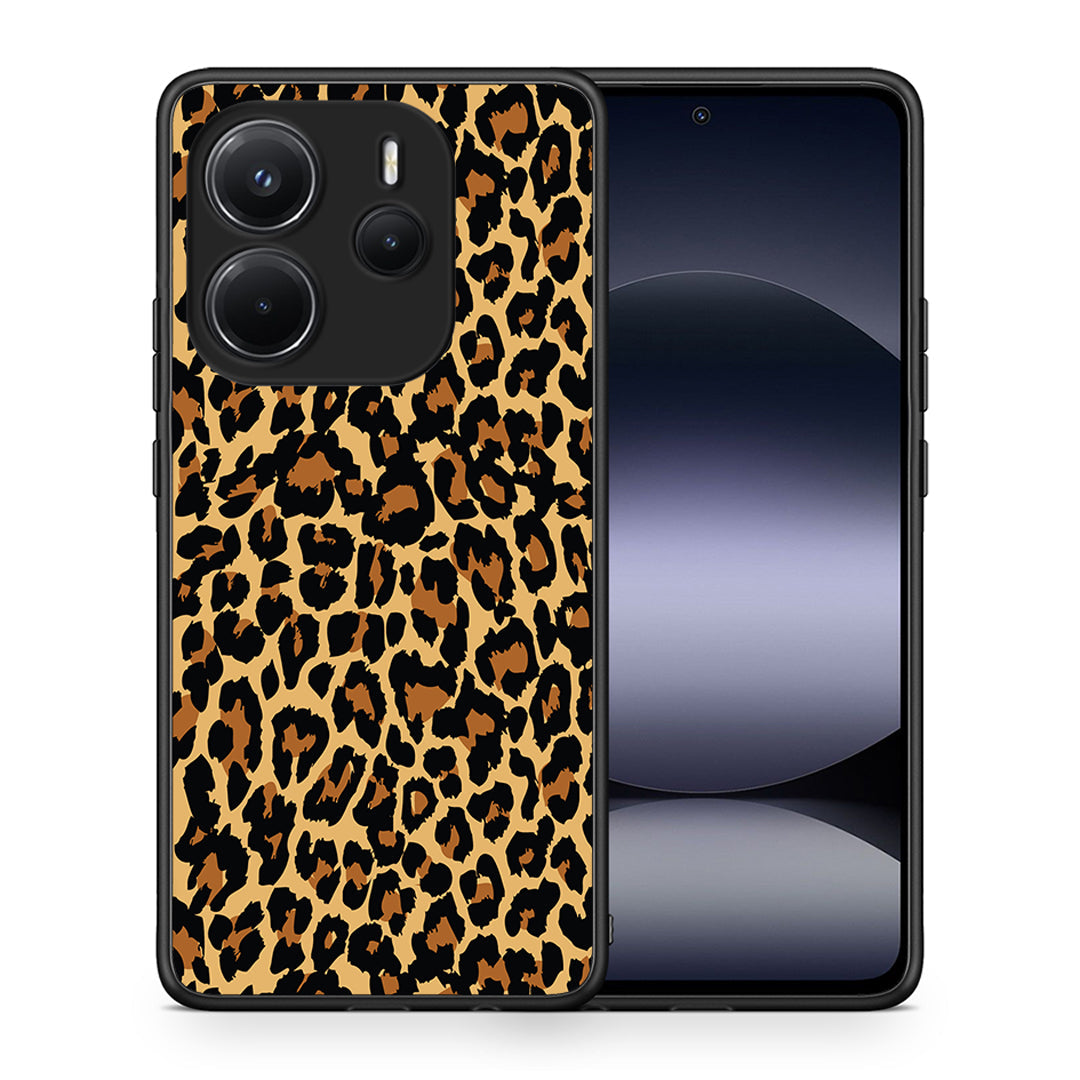 Θήκη Xiaomi Redmi Note 14 4G Leopard Animal από τη Smartfits με σχέδιο στο πίσω μέρος και μαύρο περίβλημα | Xiaomi Redmi Note 14 4G Leopard Animal case with colorful back and black bezels