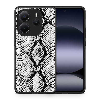 Θήκη Xiaomi Redmi Note 14 4G White Snake Animal από τη Smartfits με σχέδιο στο πίσω μέρος και μαύρο περίβλημα | Xiaomi Redmi Note 14 4G White Snake Animal case with colorful back and black bezels