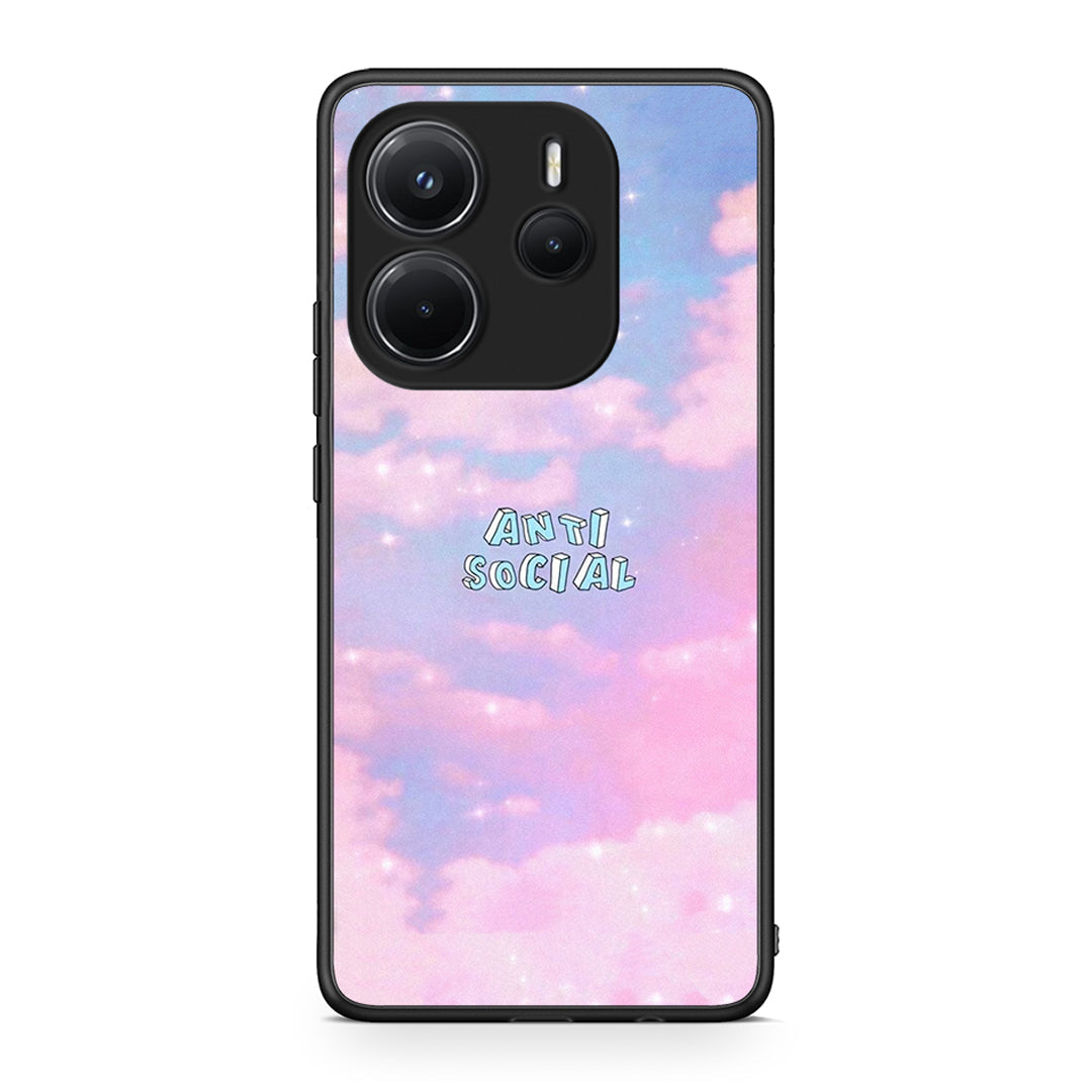 Xiaomi Redmi Note 14 4G Anti Social Θήκη Αγίου Βαλεντίνου από τη Smartfits με σχέδιο στο πίσω μέρος και μαύρο περίβλημα | Smartphone case with colorful back and black bezels by Smartfits