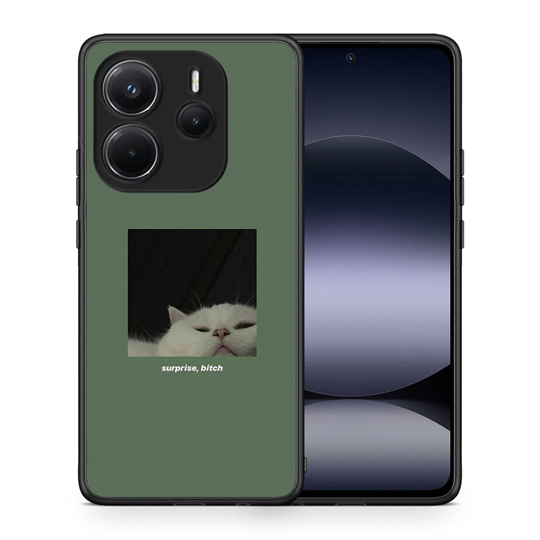 Θήκη Xiaomi Redmi Note 14 4G Bitch Surprise από τη Smartfits με σχέδιο στο πίσω μέρος και μαύρο περίβλημα | Xiaomi Redmi Note 14 4G Bitch Surprise case with colorful back and black bezels