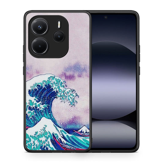 Θήκη Xiaomi Redmi Note 14 4G Blue Waves από τη Smartfits με σχέδιο στο πίσω μέρος και μαύρο περίβλημα | Xiaomi Redmi Note 14 4G Blue Waves case with colorful back and black bezels