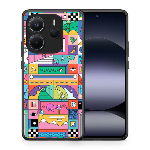 Θήκη Xiaomi Redmi Note 14 4G Bubbles Soap από τη Smartfits με σχέδιο στο πίσω μέρος και μαύρο περίβλημα | Xiaomi Redmi Note 14 4G Bubbles Soap case with colorful back and black bezels