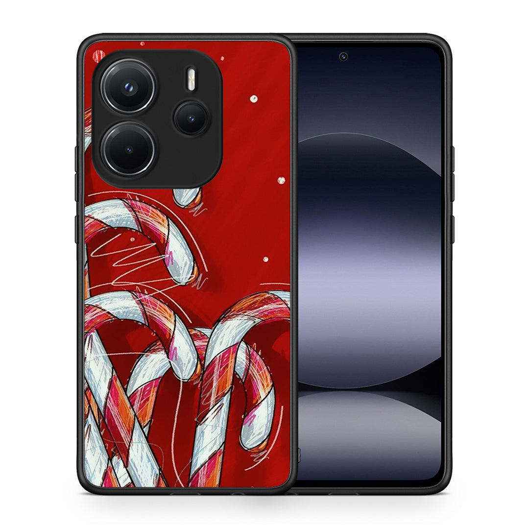 Θήκη Xiaomi Redmi Note 14 4G Candy Cane από τη Smartfits με σχέδιο στο πίσω μέρος και μαύρο περίβλημα | Xiaomi Redmi Note 14 4G Candy Cane case with colorful back and black bezels