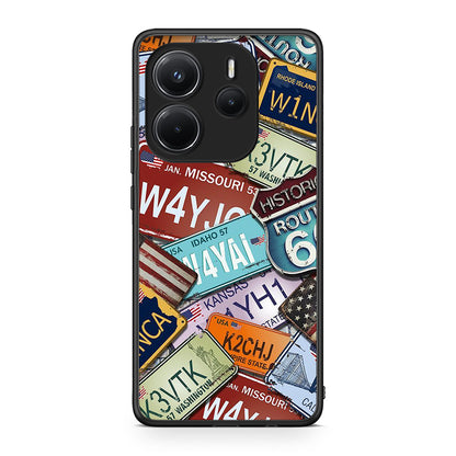 Xiaomi Redmi Note 14 4G Car Plates θήκη από τη Smartfits με σχέδιο στο πίσω μέρος και μαύρο περίβλημα | Smartphone case with colorful back and black bezels by Smartfits