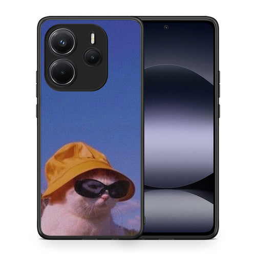 Θήκη Xiaomi Redmi Note 14 4G Cat Diva από τη Smartfits με σχέδιο στο πίσω μέρος και μαύρο περίβλημα | Xiaomi Redmi Note 14 4G Cat Diva case with colorful back and black bezels