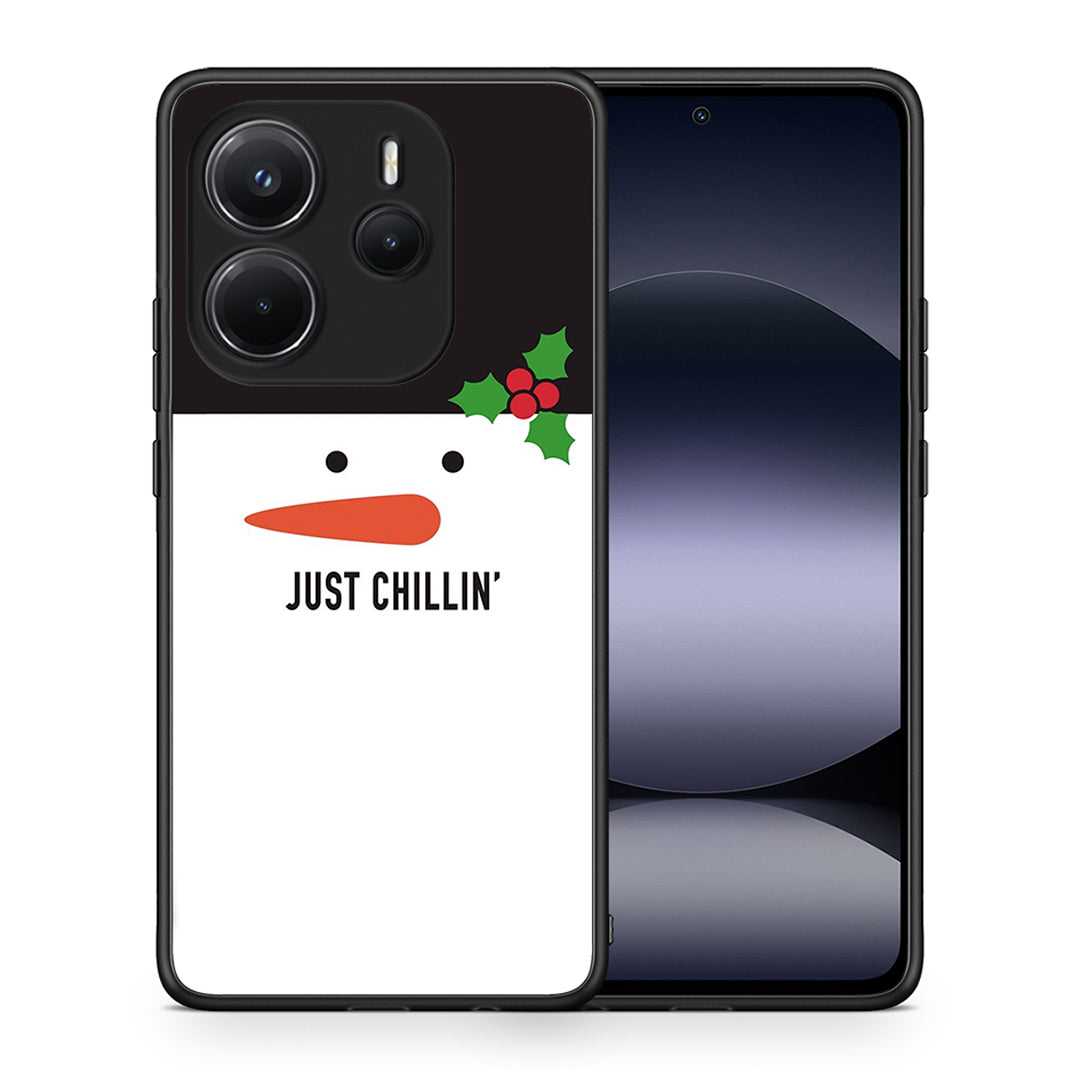 Θήκη Xiaomi Redmi Note 14 4G Christmas Chillin από τη Smartfits με σχέδιο στο πίσω μέρος και μαύρο περίβλημα | Xiaomi Redmi Note 14 4G Christmas Chillin case with colorful back and black bezels