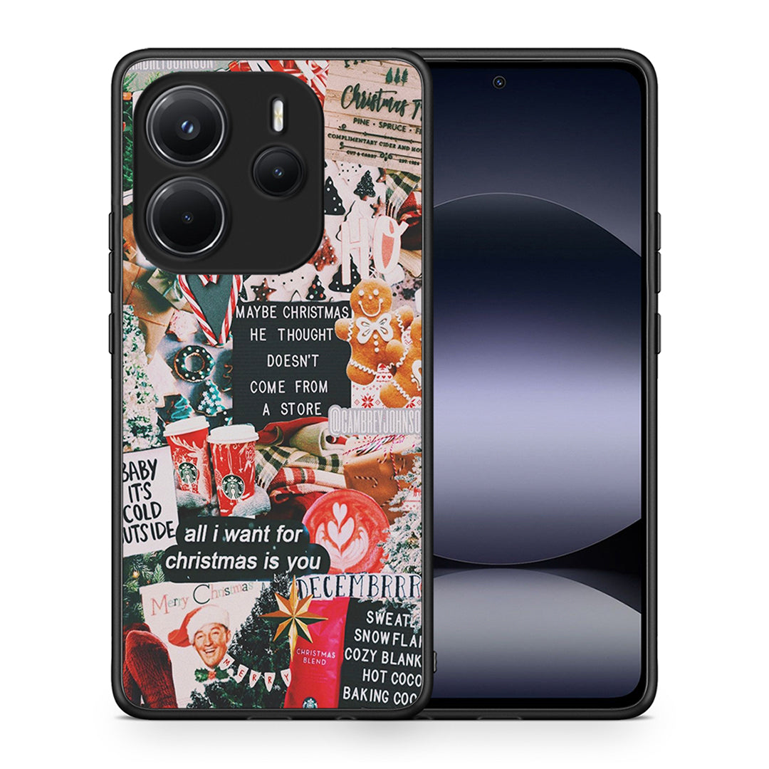 Θήκη Xiaomi Redmi Note 14 4G Christmas Happiness από τη Smartfits με σχέδιο στο πίσω μέρος και μαύρο περίβλημα | Xiaomi Redmi Note 14 4G Christmas Happiness case with colorful back and black bezels