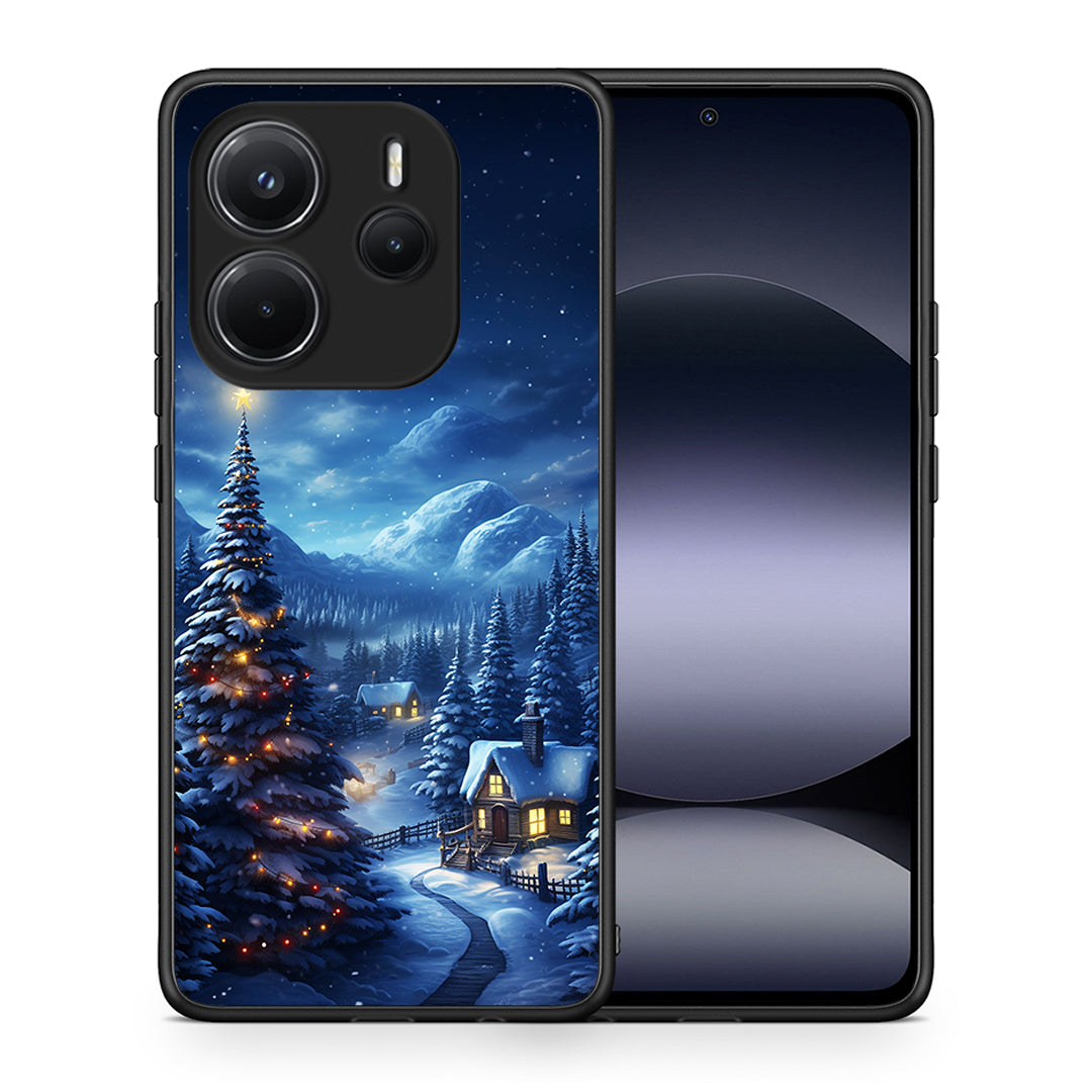 Θήκη Xiaomi Redmi Note 14 4G Christmas Scenery από τη Smartfits με σχέδιο στο πίσω μέρος και μαύρο περίβλημα | Xiaomi Redmi Note 14 4G Christmas Scenery case with colorful back and black bezels