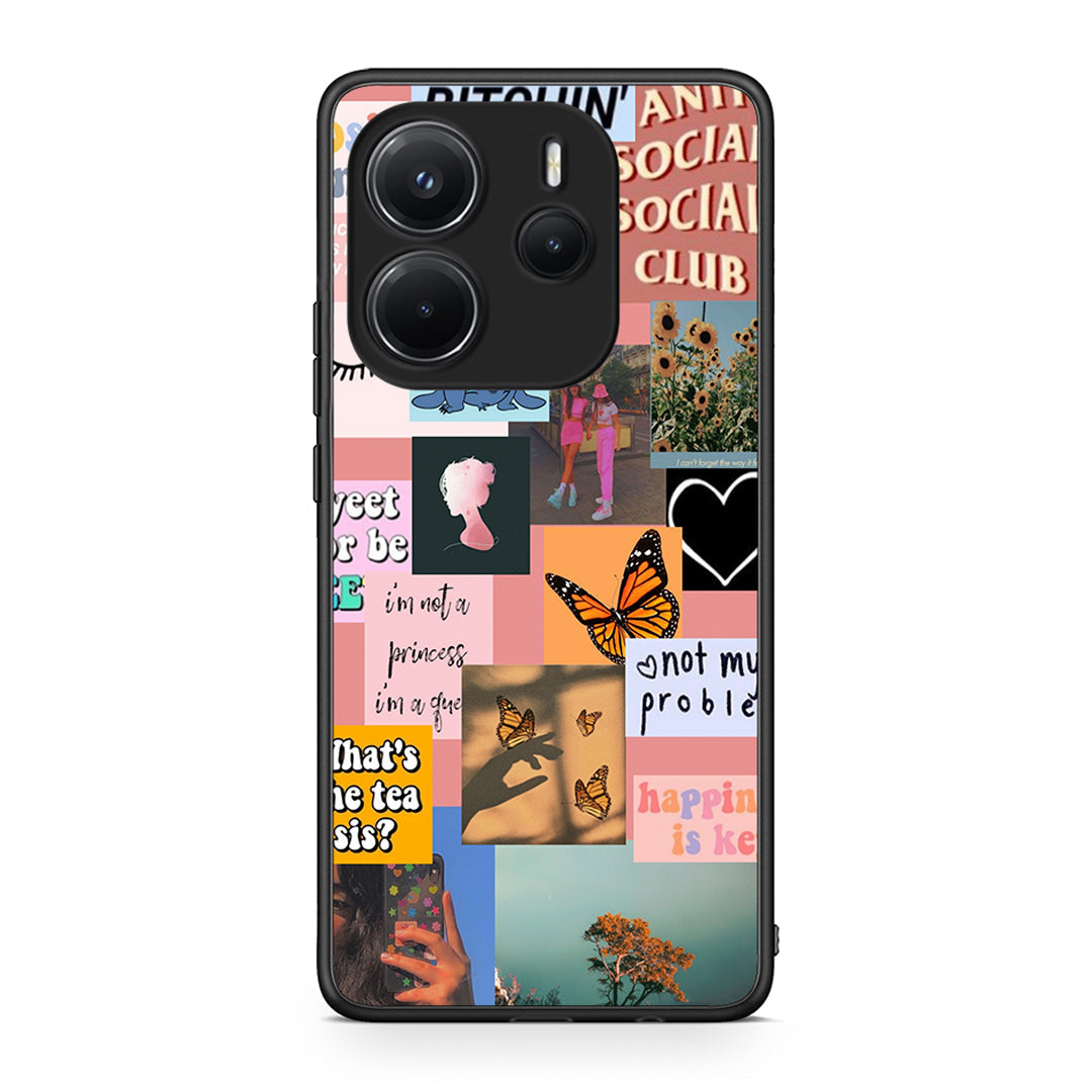 Xiaomi Redmi Note 14 4G Collage Bitchin Θήκη Αγίου Βαλεντίνου από τη Smartfits με σχέδιο στο πίσω μέρος και μαύρο περίβλημα | Smartphone case with colorful back and black bezels by Smartfits