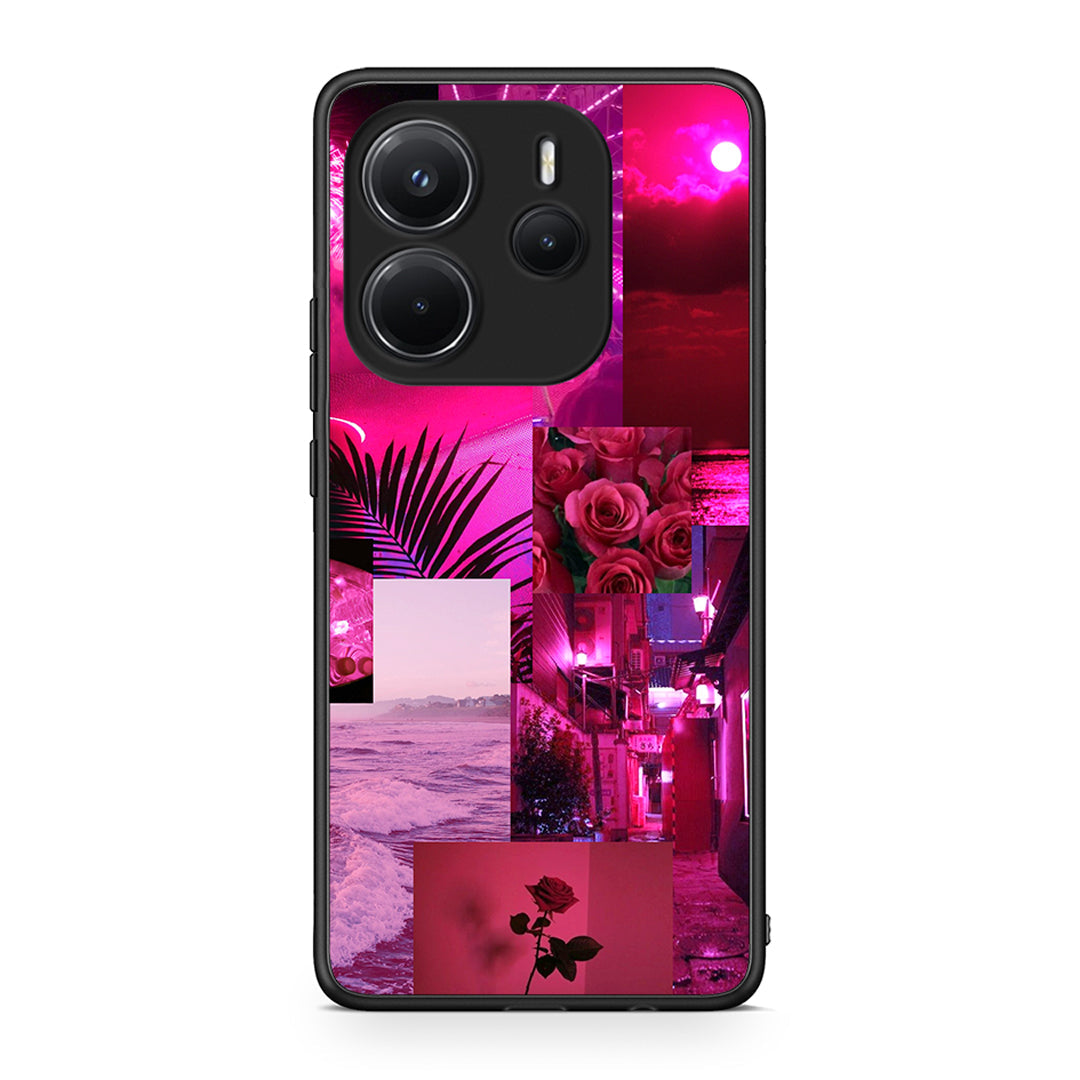 Xiaomi Redmi Note 14 4G Collage Red Roses Θήκη Αγίου Βαλεντίνου από τη Smartfits με σχέδιο στο πίσω μέρος και μαύρο περίβλημα | Smartphone case with colorful back and black bezels by Smartfits