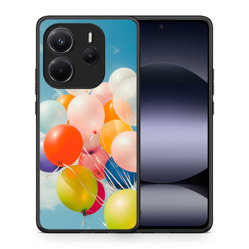 Θήκη Xiaomi Redmi Note 14 4G Colorful Balloons από τη Smartfits με σχέδιο στο πίσω μέρος και μαύρο περίβλημα | Xiaomi Redmi Note 14 4G Colorful Balloons case with colorful back and black bezels