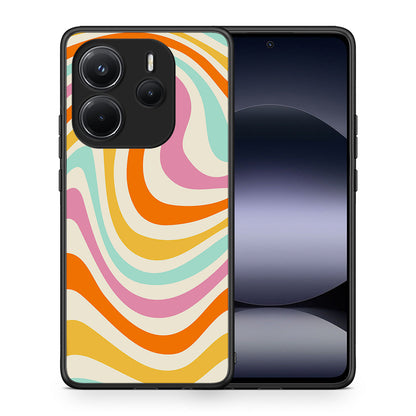 Θήκη Xiaomi Redmi Note 14 4G Colourful Waves από τη Smartfits με σχέδιο στο πίσω μέρος και μαύρο περίβλημα | Xiaomi Redmi Note 14 4G Colourful Waves case with colorful back and black bezels
