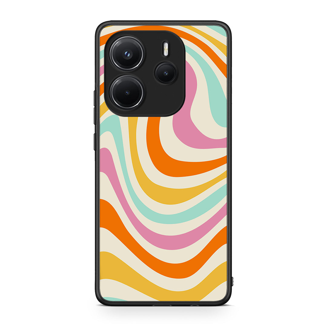 Xiaomi Redmi Note 14 4G Colourful Waves θήκη από τη Smartfits με σχέδιο στο πίσω μέρος και μαύρο περίβλημα | Smartphone case with colorful back and black bezels by Smartfits