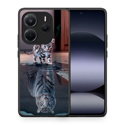 Θήκη Xiaomi Redmi Note 14 4G Tiger Cute από τη Smartfits με σχέδιο στο πίσω μέρος και μαύρο περίβλημα | Xiaomi Redmi Note 14 4G Tiger Cute case with colorful back and black bezels