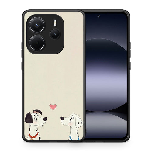 Θήκη Xiaomi Redmi Note 14 4G Dalmatians Love από τη Smartfits με σχέδιο στο πίσω μέρος και μαύρο περίβλημα | Xiaomi Redmi Note 14 4G Dalmatians Love case with colorful back and black bezels