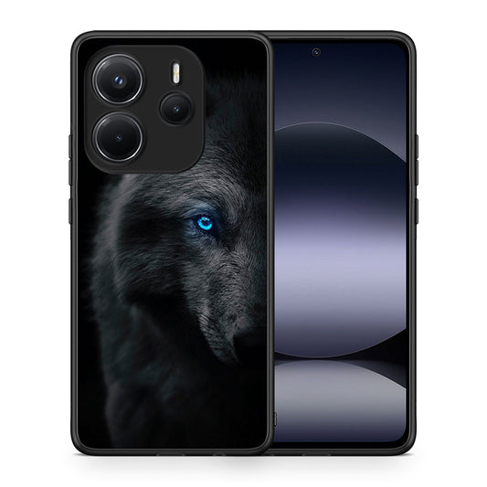 Θήκη Xiaomi Redmi Note 14 4G Dark Wolf από τη Smartfits με σχέδιο στο πίσω μέρος και μαύρο περίβλημα | Xiaomi Redmi Note 14 4G Dark Wolf case with colorful back and black bezels