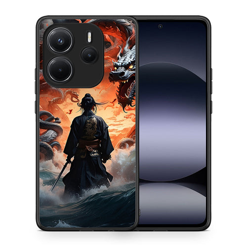 Θήκη Xiaomi Redmi Note 14 4G Dragons Fight από τη Smartfits με σχέδιο στο πίσω μέρος και μαύρο περίβλημα | Xiaomi Redmi Note 14 4G Dragons Fight case with colorful back and black bezels
