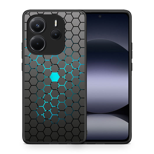 Θήκη Xiaomi Redmi Note 14 4G Hexagonal Geometric από τη Smartfits με σχέδιο στο πίσω μέρος και μαύρο περίβλημα | Xiaomi Redmi Note 14 4G Hexagonal Geometric case with colorful back and black bezels