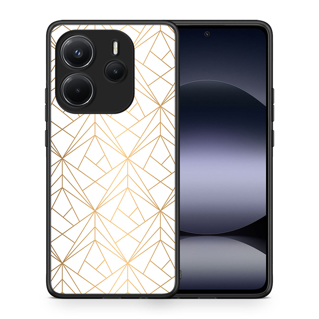 Θήκη Xiaomi Redmi Note 14 4G Luxury White Geometric από τη Smartfits με σχέδιο στο πίσω μέρος και μαύρο περίβλημα | Xiaomi Redmi Note 14 4G Luxury White Geometric case with colorful back and black bezels