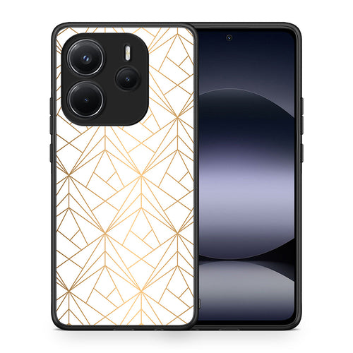 Θήκη Xiaomi Redmi Note 14 4G Luxury White Geometric από τη Smartfits με σχέδιο στο πίσω μέρος και μαύρο περίβλημα | Xiaomi Redmi Note 14 4G Luxury White Geometric case with colorful back and black bezels