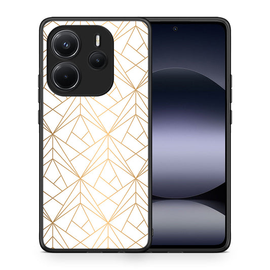 Θήκη Xiaomi Redmi Note 14 4G Luxury White Geometric από τη Smartfits με σχέδιο στο πίσω μέρος και μαύρο περίβλημα | Xiaomi Redmi Note 14 4G Luxury White Geometric case with colorful back and black bezels