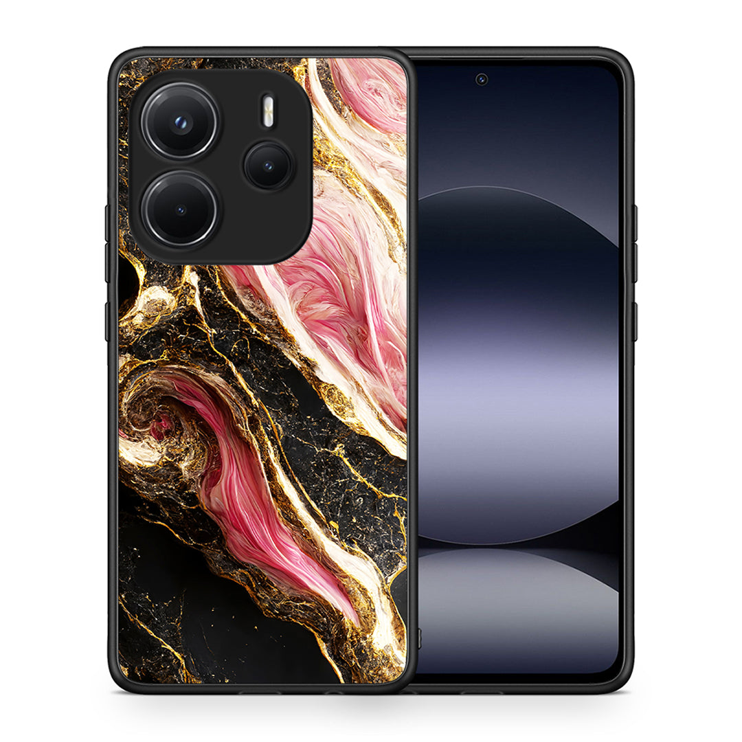 Θήκη Xiaomi Redmi Note 14 4G Glamorous Pink Marble από τη Smartfits με σχέδιο στο πίσω μέρος και μαύρο περίβλημα | Xiaomi Redmi Note 14 4G Glamorous Pink Marble case with colorful back and black bezels