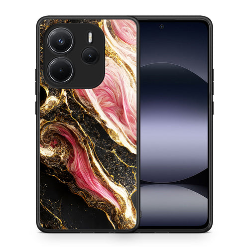 Θήκη Xiaomi Redmi Note 14 4G Glamorous Pink Marble από τη Smartfits με σχέδιο στο πίσω μέρος και μαύρο περίβλημα | Xiaomi Redmi Note 14 4G Glamorous Pink Marble case with colorful back and black bezels