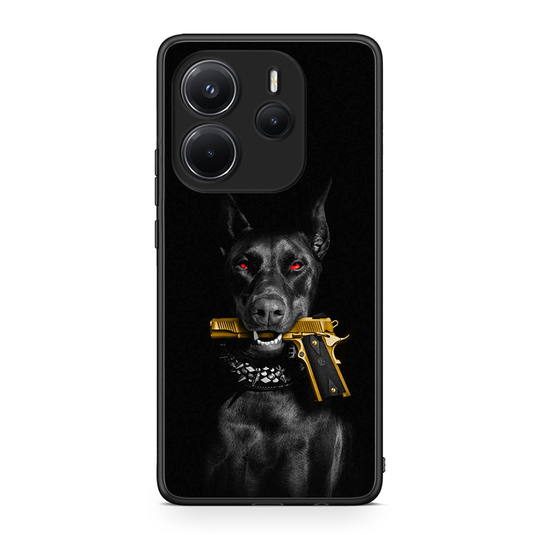 Xiaomi Redmi Note 14 4G Golden Gun Θήκη Αγίου Βαλεντίνου από τη Smartfits με σχέδιο στο πίσω μέρος και μαύρο περίβλημα | Smartphone case with colorful back and black bezels by Smartfits