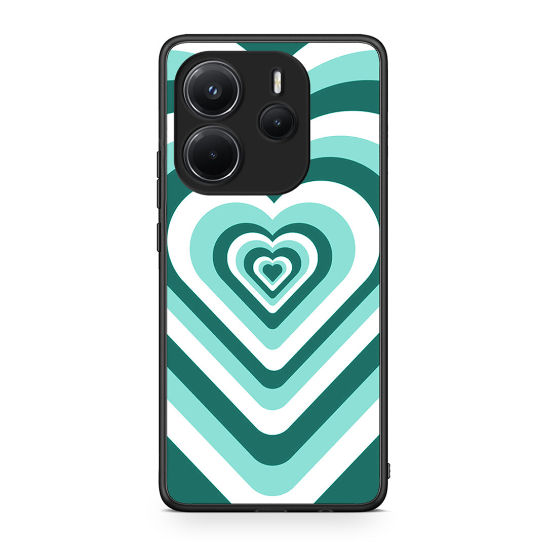 Xiaomi Redmi Note 14 4G Green Hearts θήκη από τη Smartfits με σχέδιο στο πίσω μέρος και μαύρο περίβλημα | Smartphone case with colorful back and black bezels by Smartfits