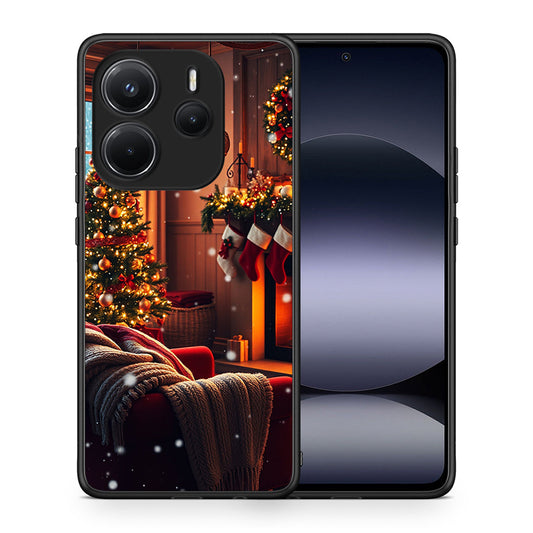 Θήκη Xiaomi Redmi Note 14 4G Home For Christmas από τη Smartfits με σχέδιο στο πίσω μέρος και μαύρο περίβλημα | Xiaomi Redmi Note 14 4G Home For Christmas case with colorful back and black bezels