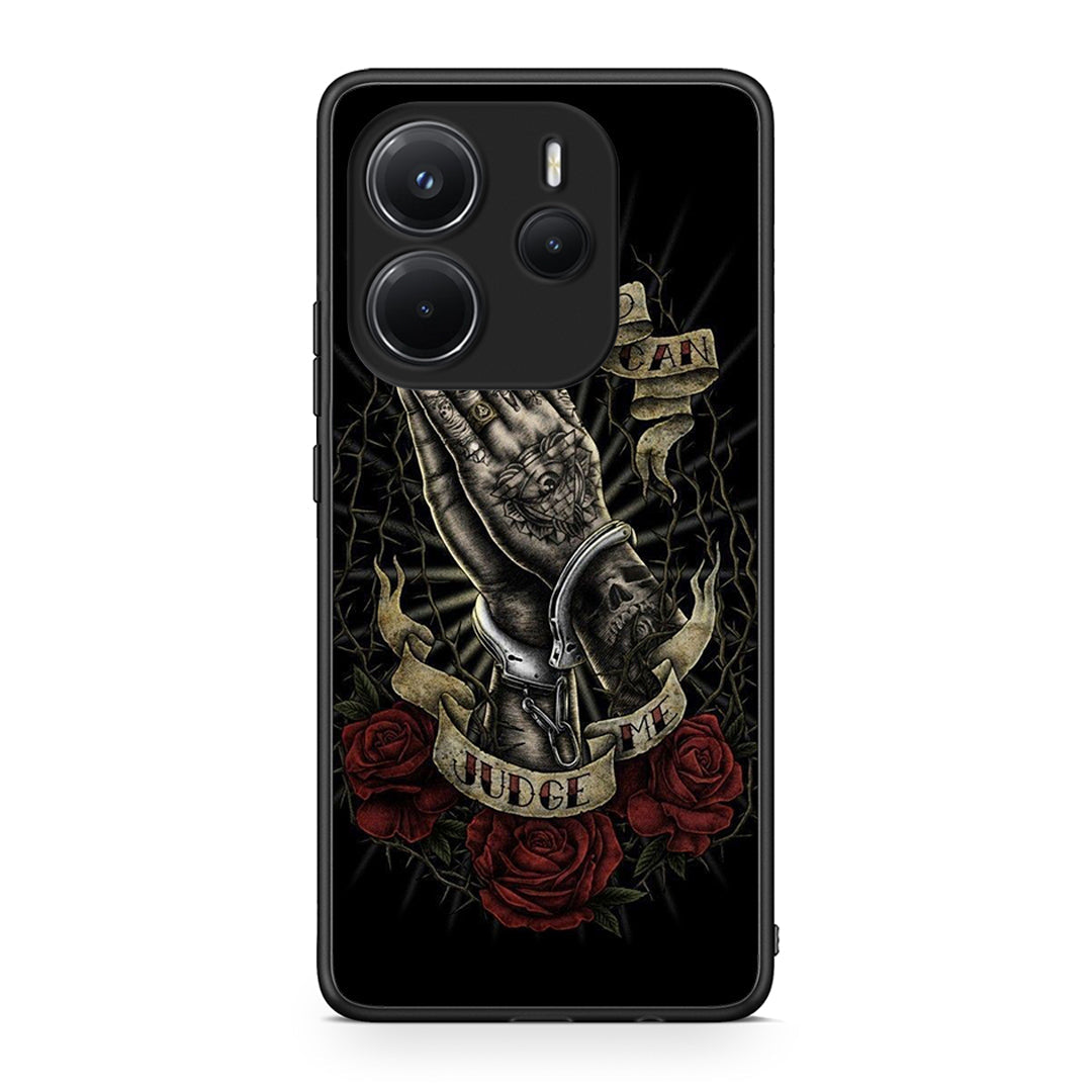 Xiaomi Redmi Note 14 4G Judge By God θήκη από τη Smartfits με σχέδιο στο πίσω μέρος και μαύρο περίβλημα | Smartphone case with colorful back and black bezels by Smartfits